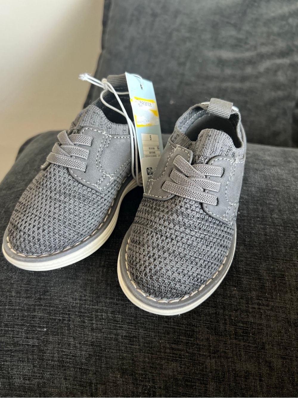 Cat & Jack Grey Knit Slip-On Walker Shoes